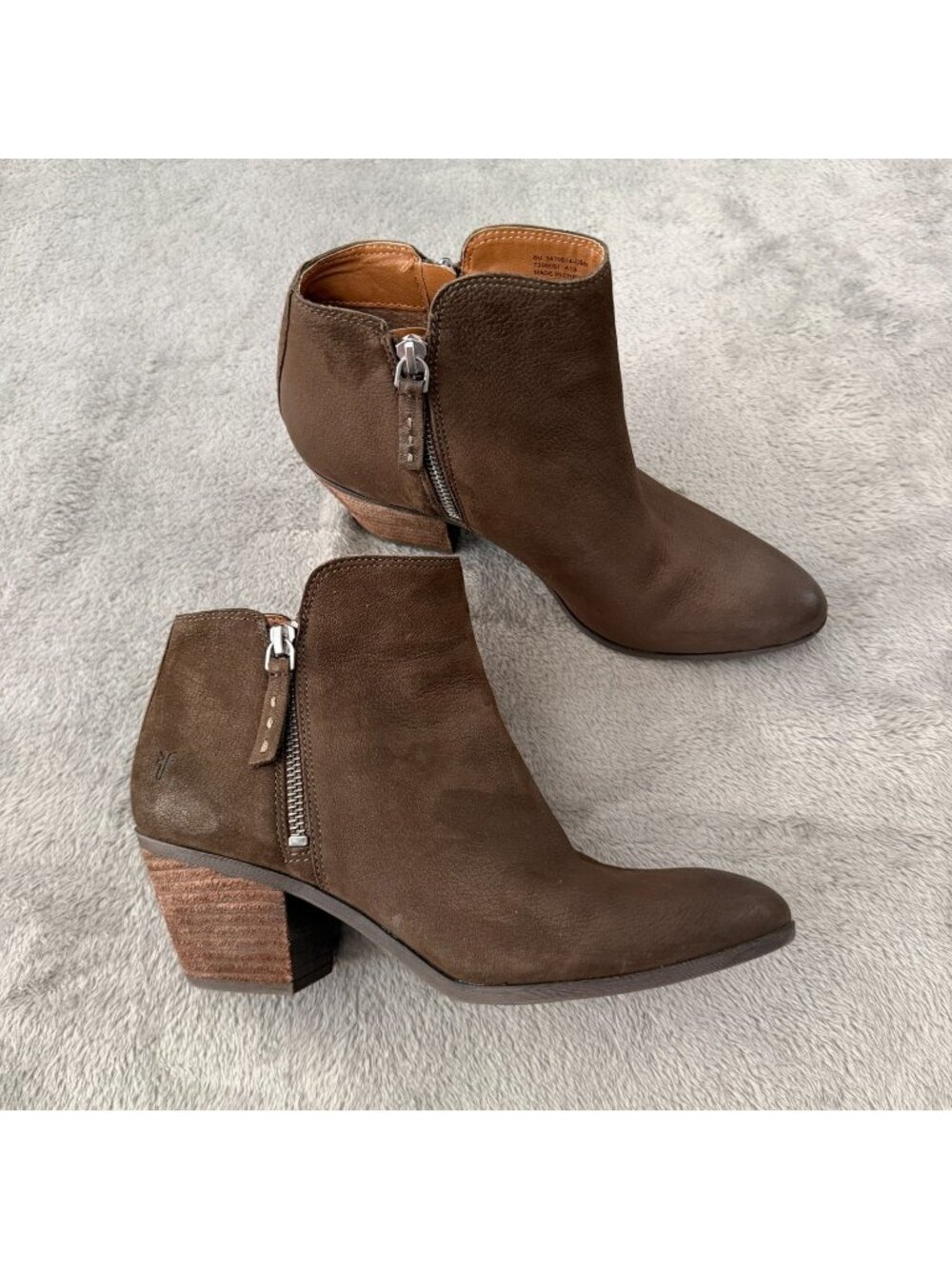 Frye Judith Brown Leather Ankle Boots Booties Womens size 8 Heeled Western